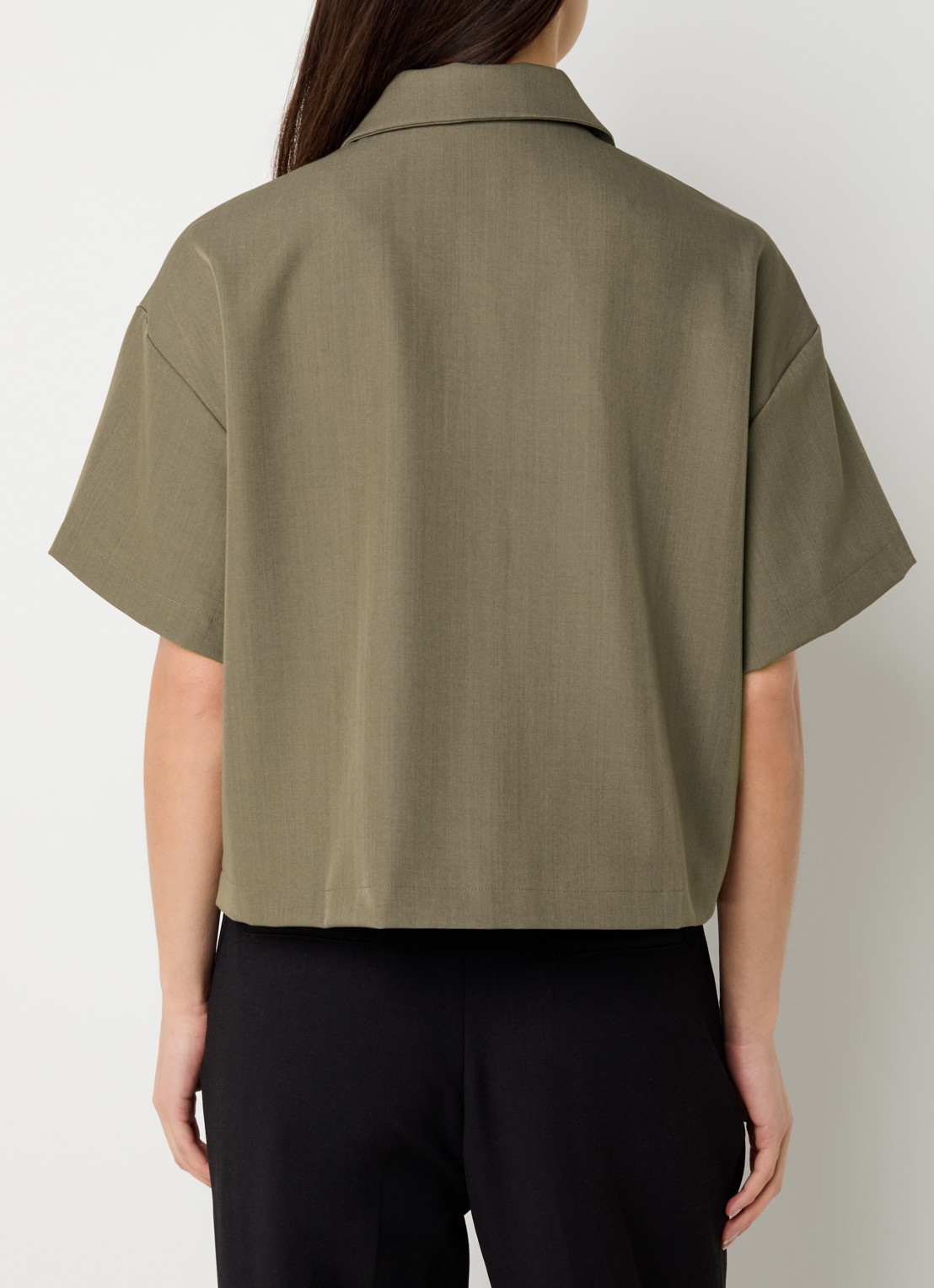 Neo Noir Madicken Structure blouse met rits - achterkant 4 taupe