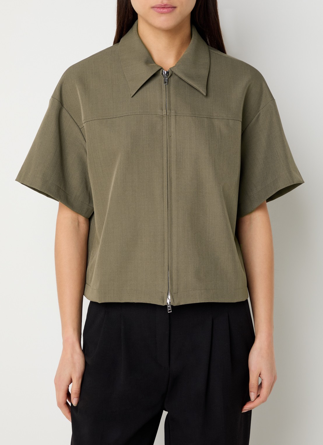 Neo Noir Madicken Structure blouse met rits - detail 3 taupe