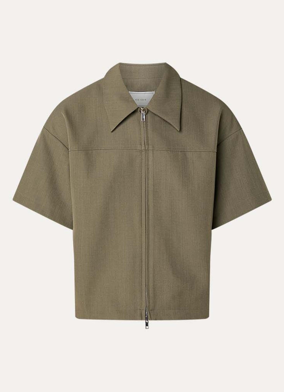 Neo Noir Madicken Structure blouse met rits - voorkant taupe