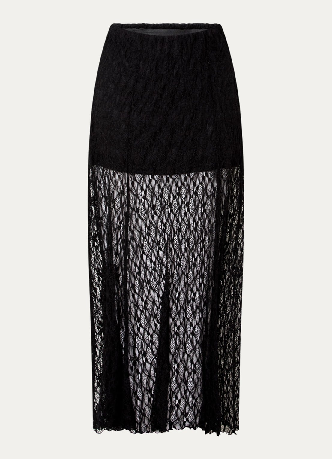 Neo Noir Mariya semi-transparante maxi rok met details van kant - voorkant zwart