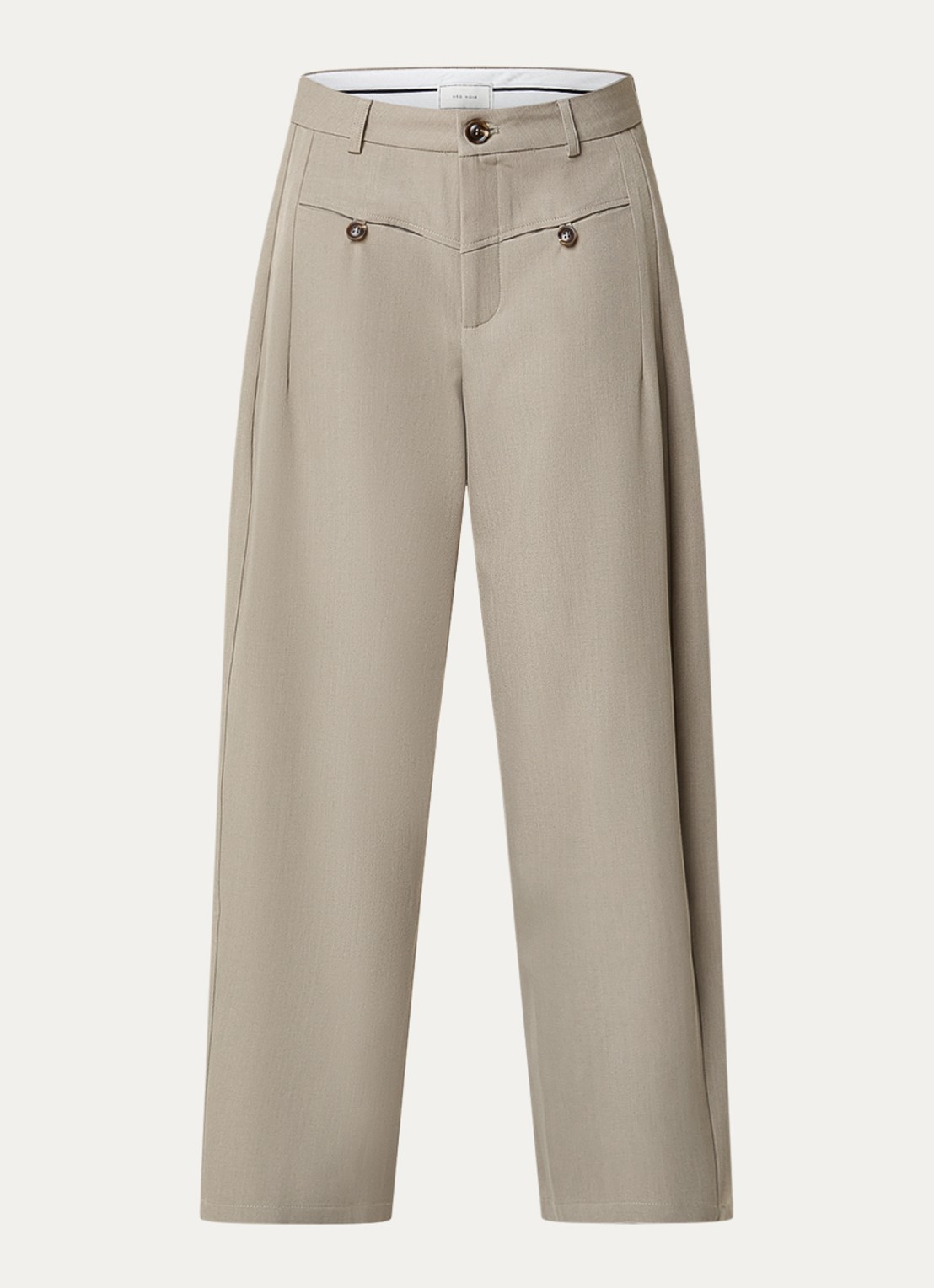 Neo Noir Massie high waist wide fit pantalon met steekzakken - voorkant zand