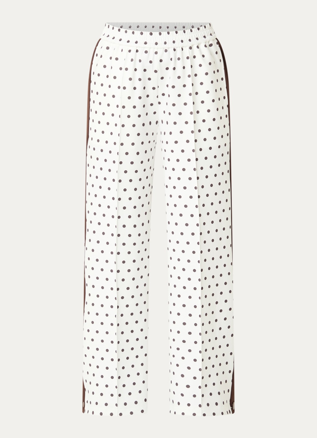 Neo Noir Meggie high waist straight fit trackpants met stippenprint - voorkant 2 gebroken wit