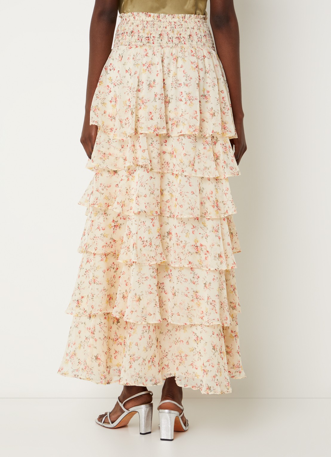 Neo Noir Morris high waist maxi rok met plooien - achterkant 4 gebroken wit