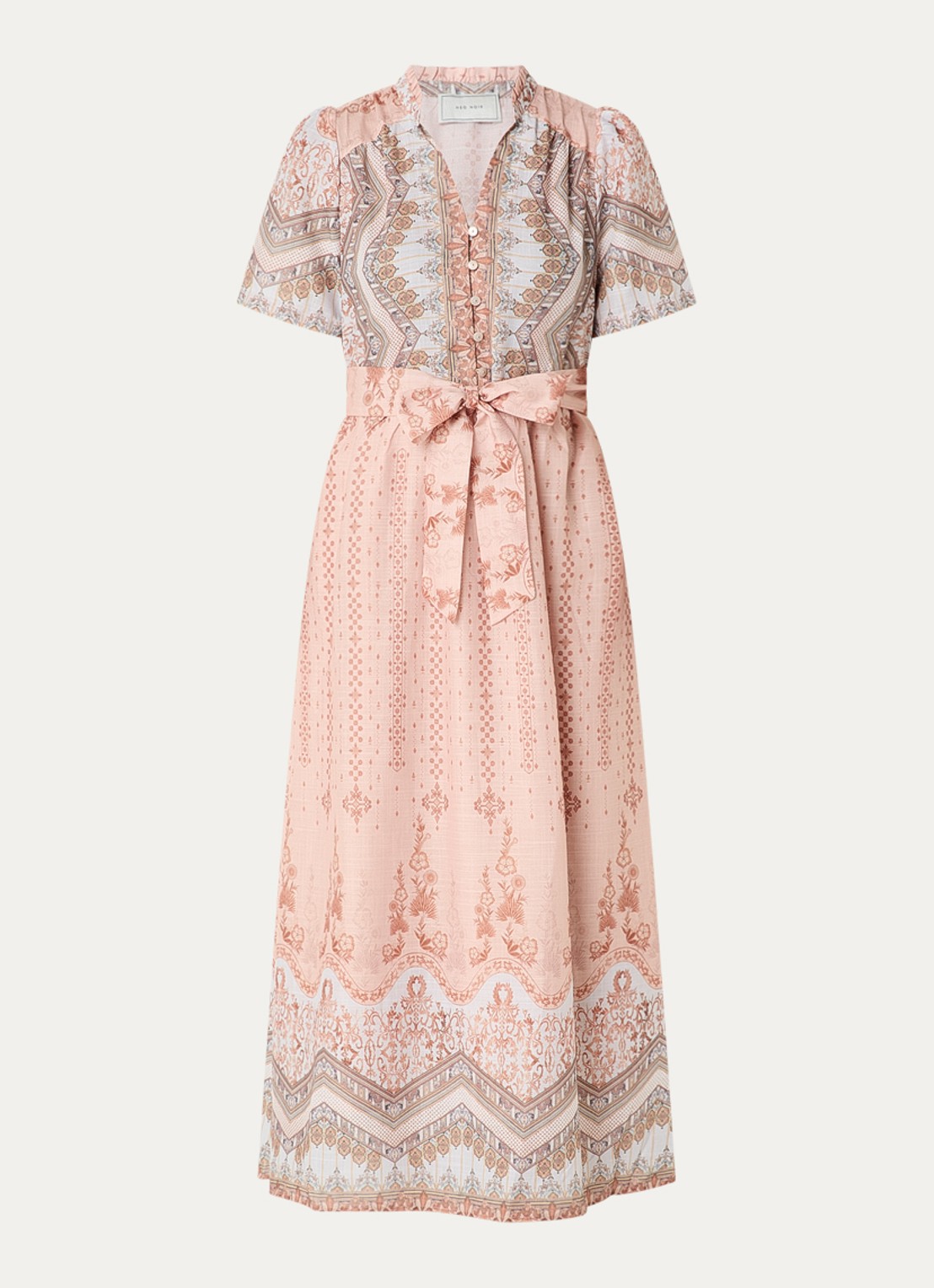 Neo Noir Moviana maxi jurk met grafische print - voorkant 3 oudroze