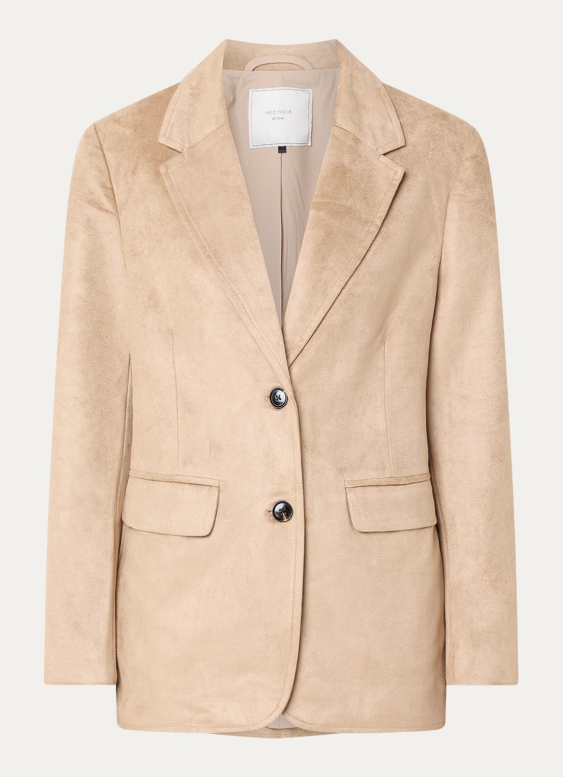 Neo Noir Namy blazer van imitatiesuède met klepzakken - voorkant 2 camel