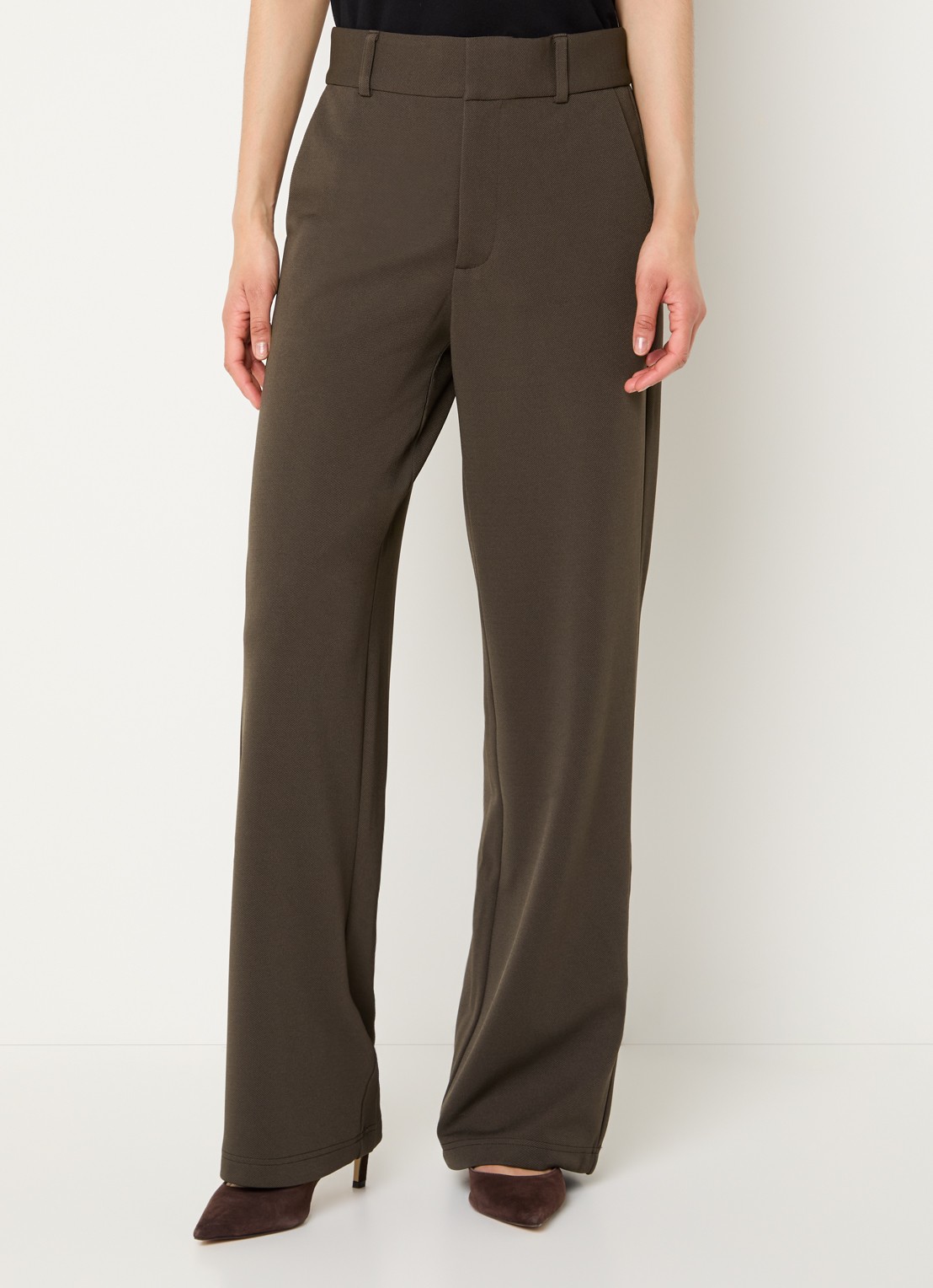 Neo Noir Nathalie high waist straight fit pantalon met steekzakken - detail 4 donkerbruin