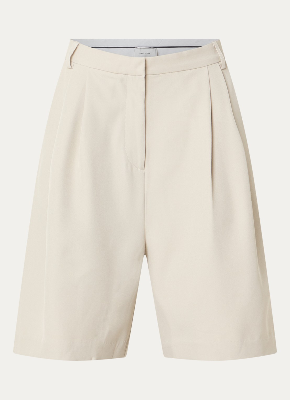 Neo Noir Nika high waist wide fit korte broek met steekzakken - voorkant beige