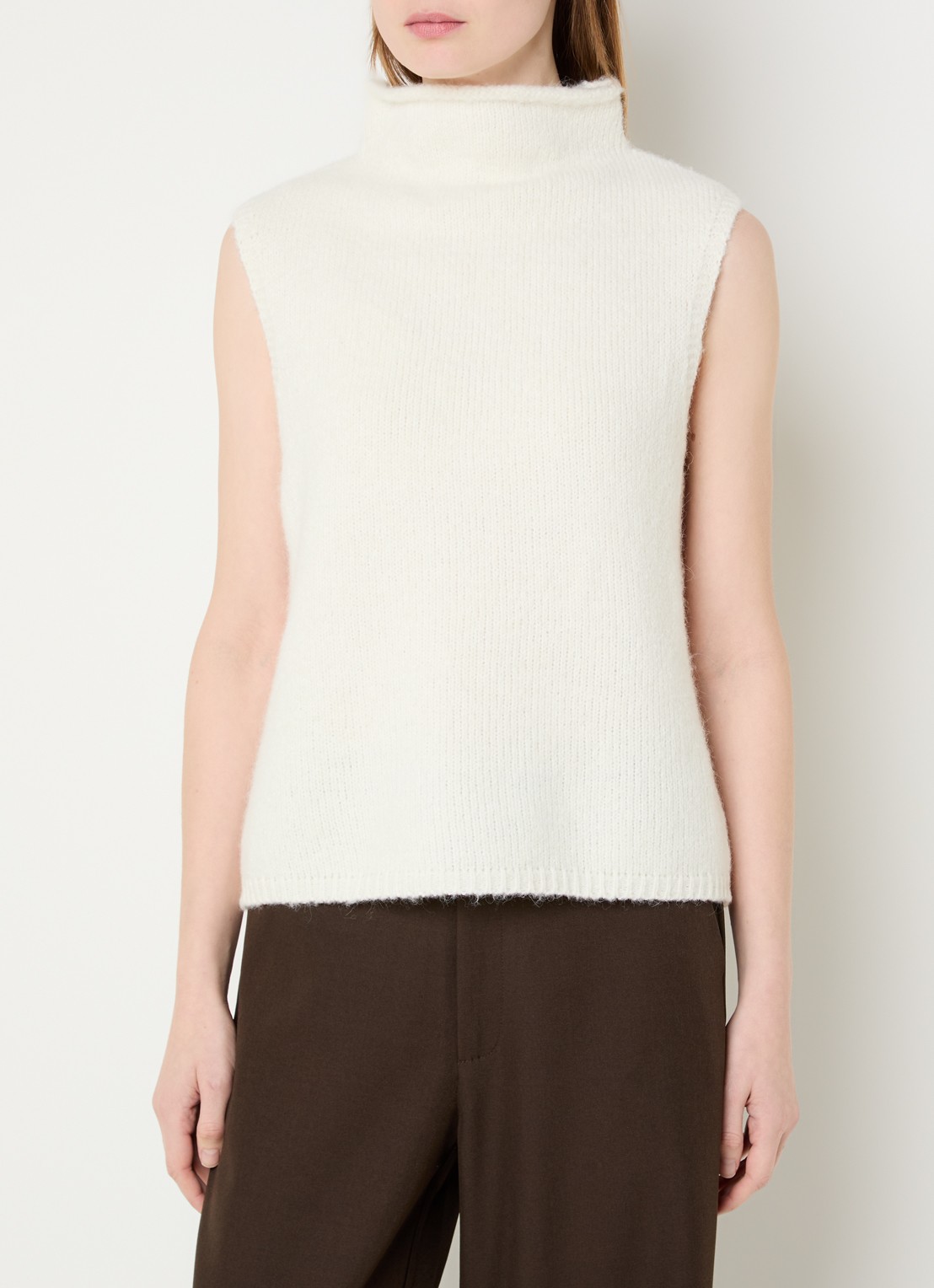 Neo Noir Odelia grofgebreide top in alpaca wolblend - detail gebroken wit