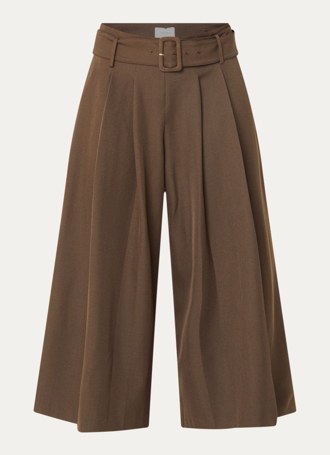 Neo Noir Rilene high waist wide fit culotte met ceintuur - voorkant bruin