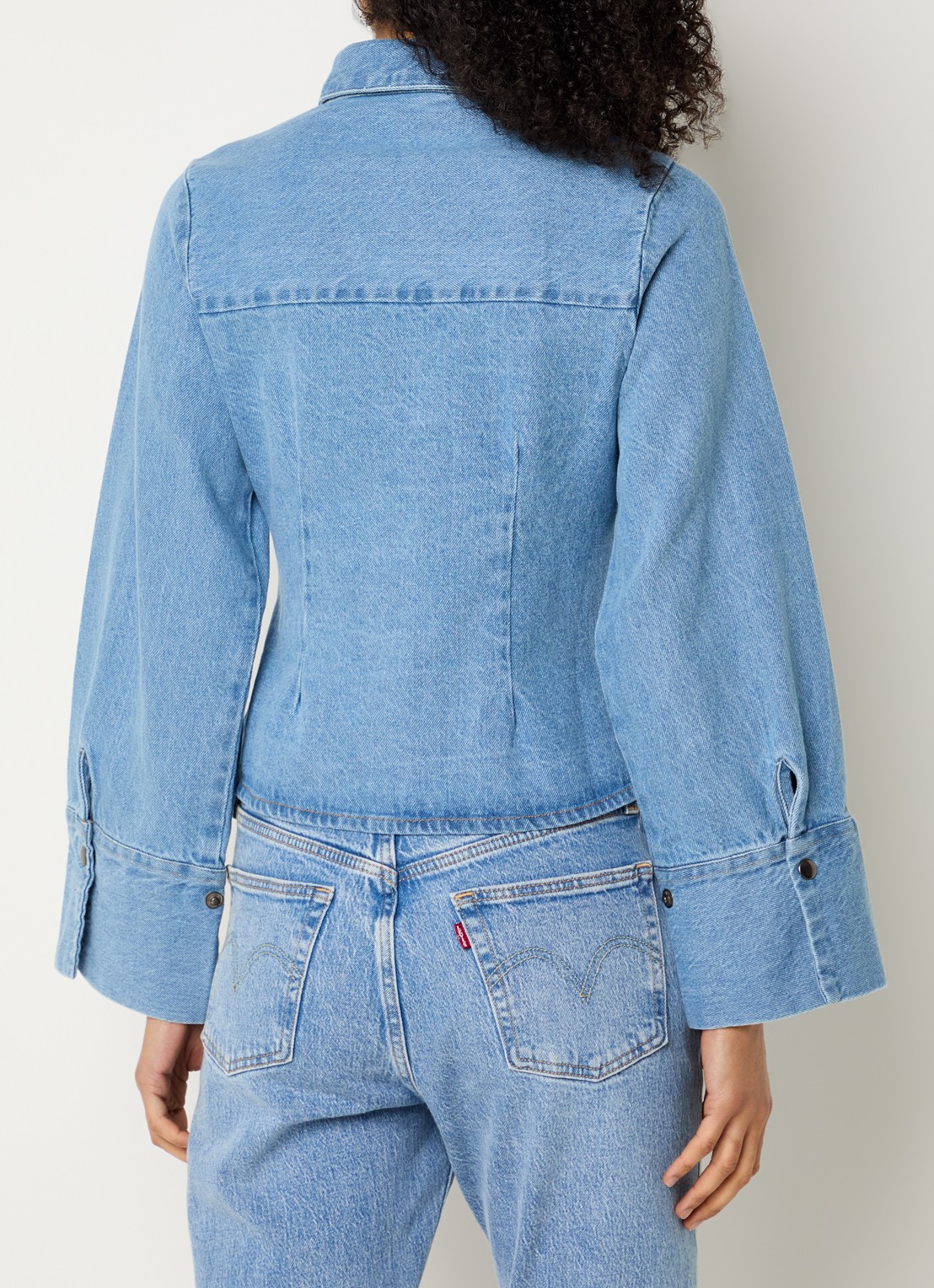 Neo Noir Rosa blouse van denim - achterkant donkerblauw