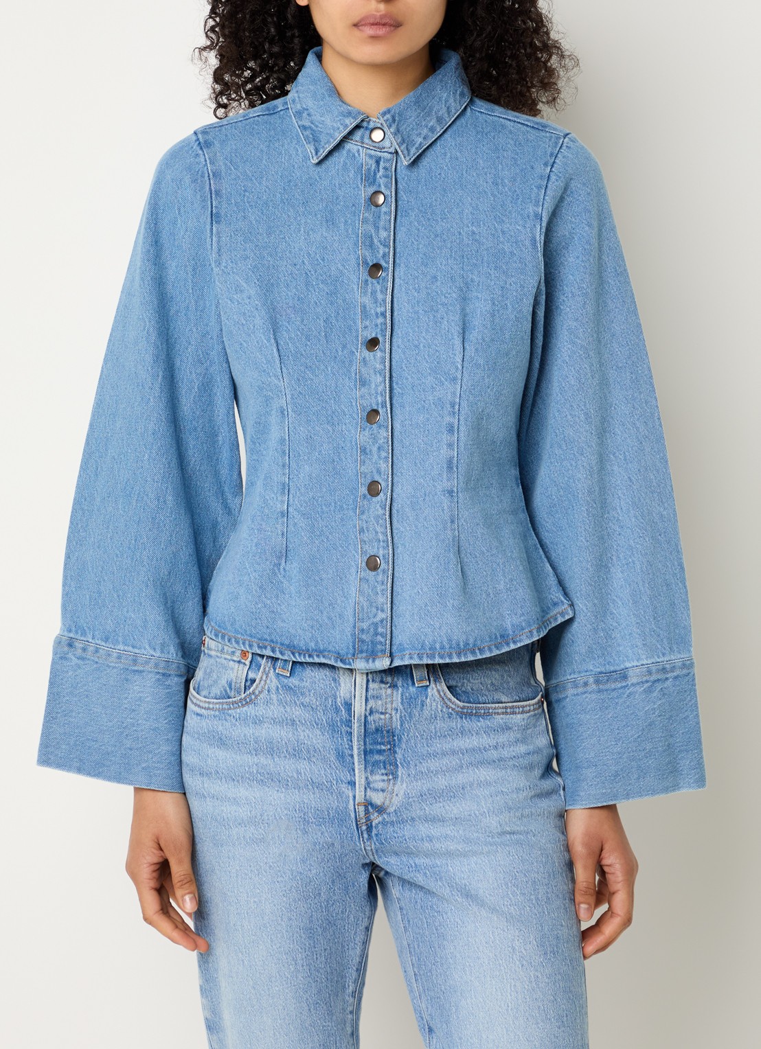 Neo Noir Rosa blouse van denim - detail 2 donkerblauw