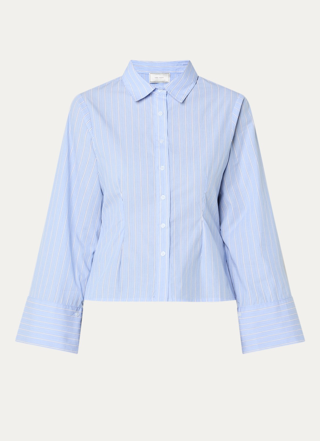 Neo Noir Rosa cropped blouse met streepprint - voorkant lichtblauw