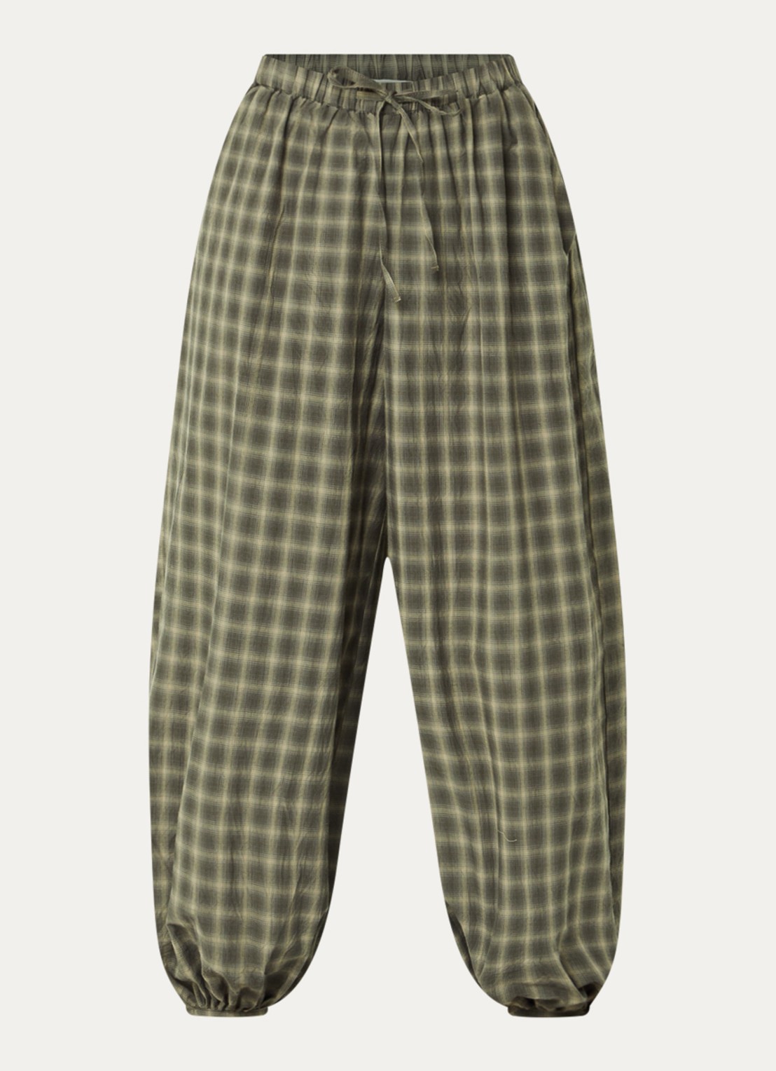Neo Noir Roxane high waist tapered fit broek met ruitdessin - voorkant 3 legergroen