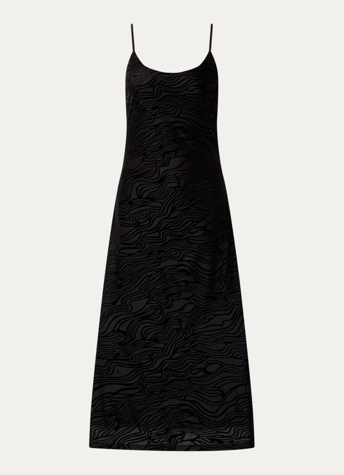 Neo Noir Sali midi jurk met zebraprint en spaghettibandjes - voorkant zwart