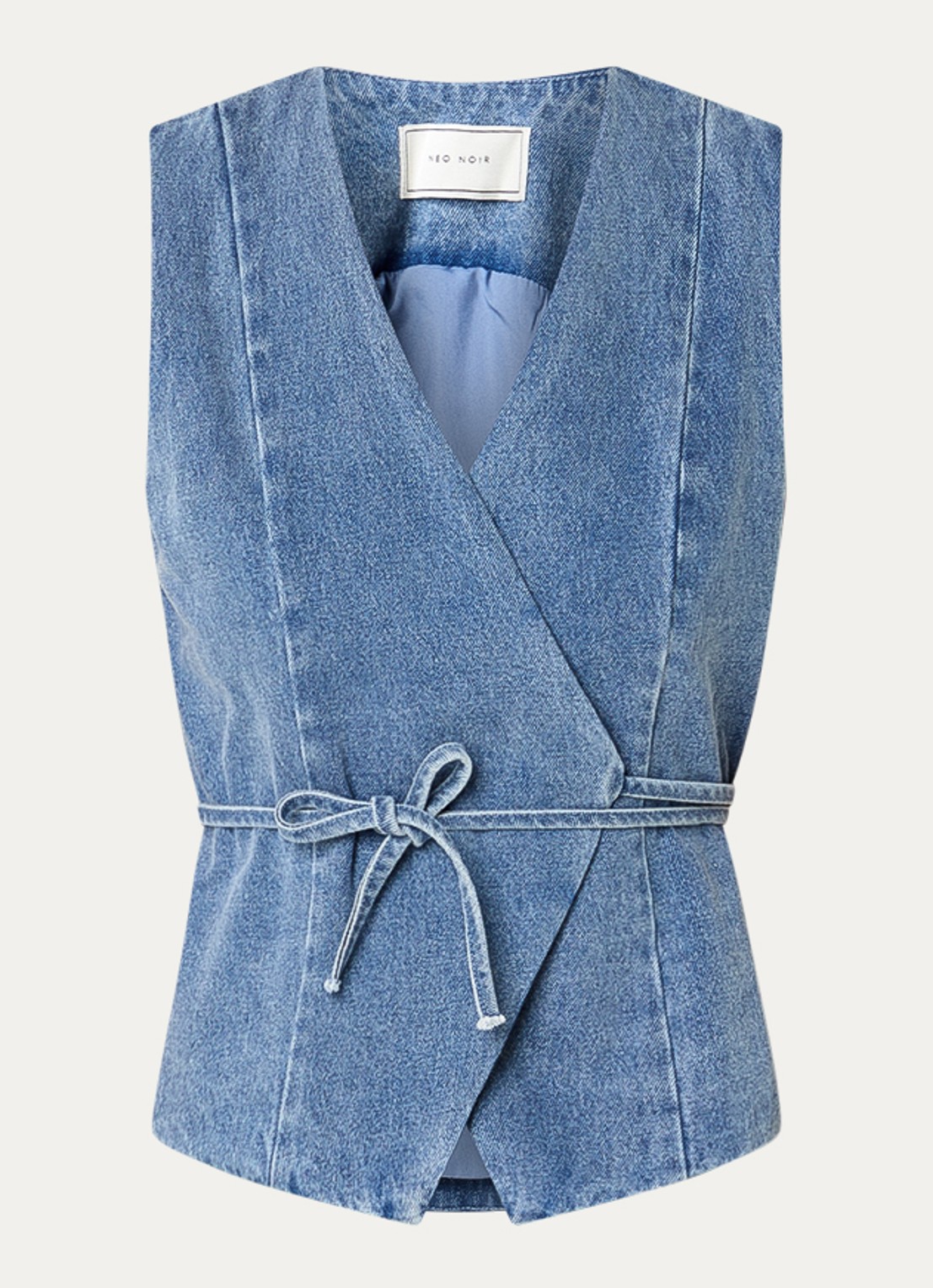 Neo Noir Samara gilet met striksluiting - voorkant blauw