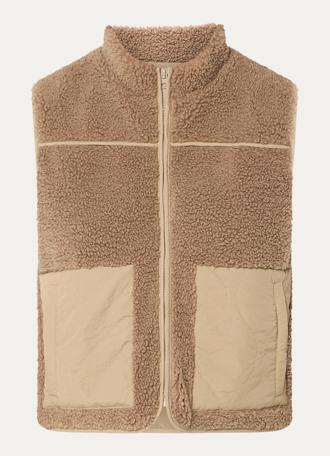 Neo Noir Scout bodywarmer van imitatiebont met steekzakken - voorkant 3 zand