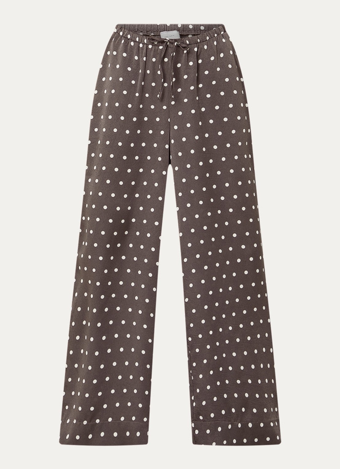 Neo Noir Sebba high waist wide fit pantalon met stippenprint - voorkant 3 donkerbruin
