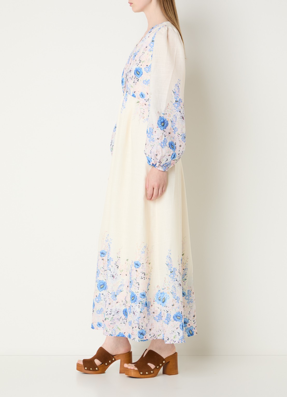 Neo Noir Silfi maxi tuniekjurk met print - voorkant 4 creme