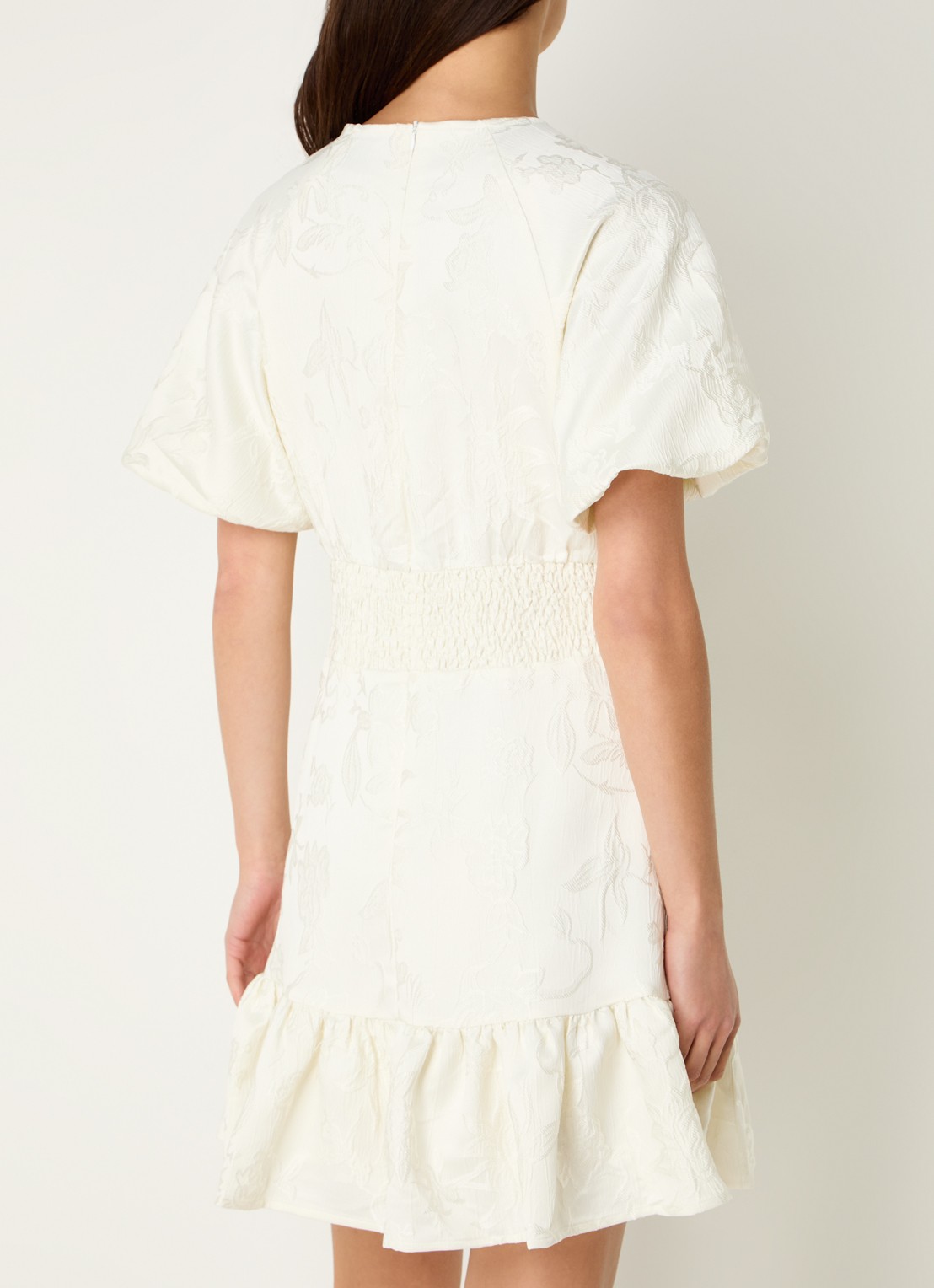 Neo Noir Sulli mini jurk met jacquard dessin - achterkant gebroken wit