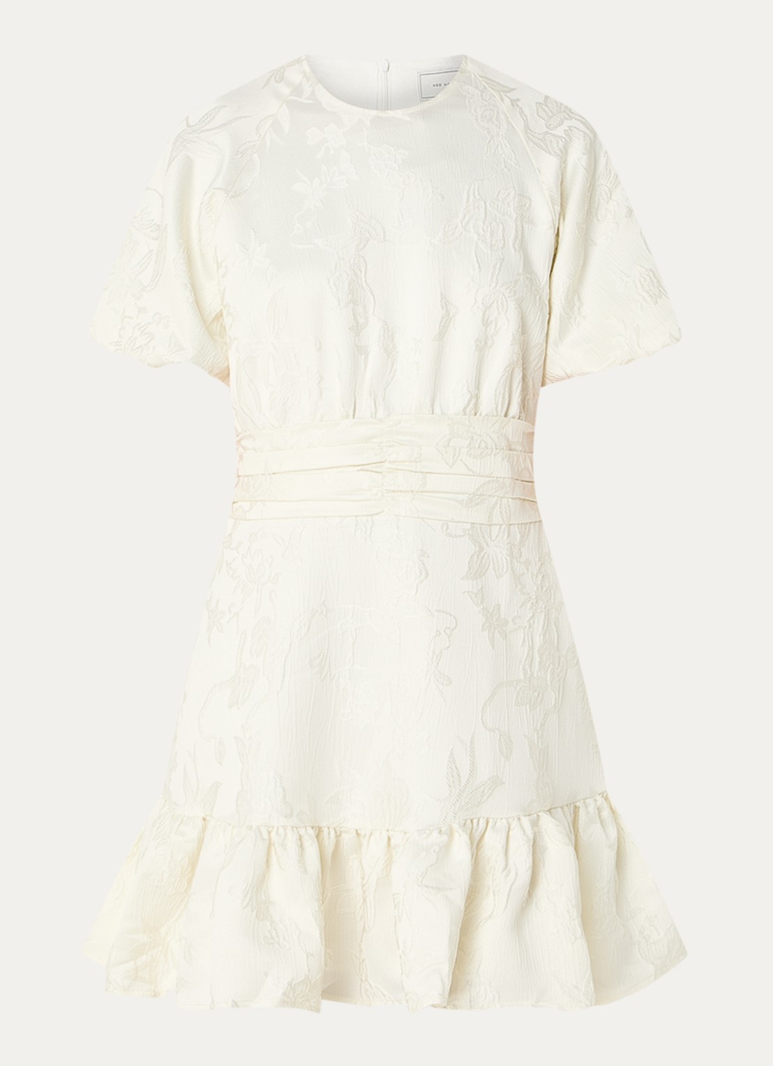 Neo Noir Sulli mini jurk met jacquard dessin - voorkant 2 gebroken wit