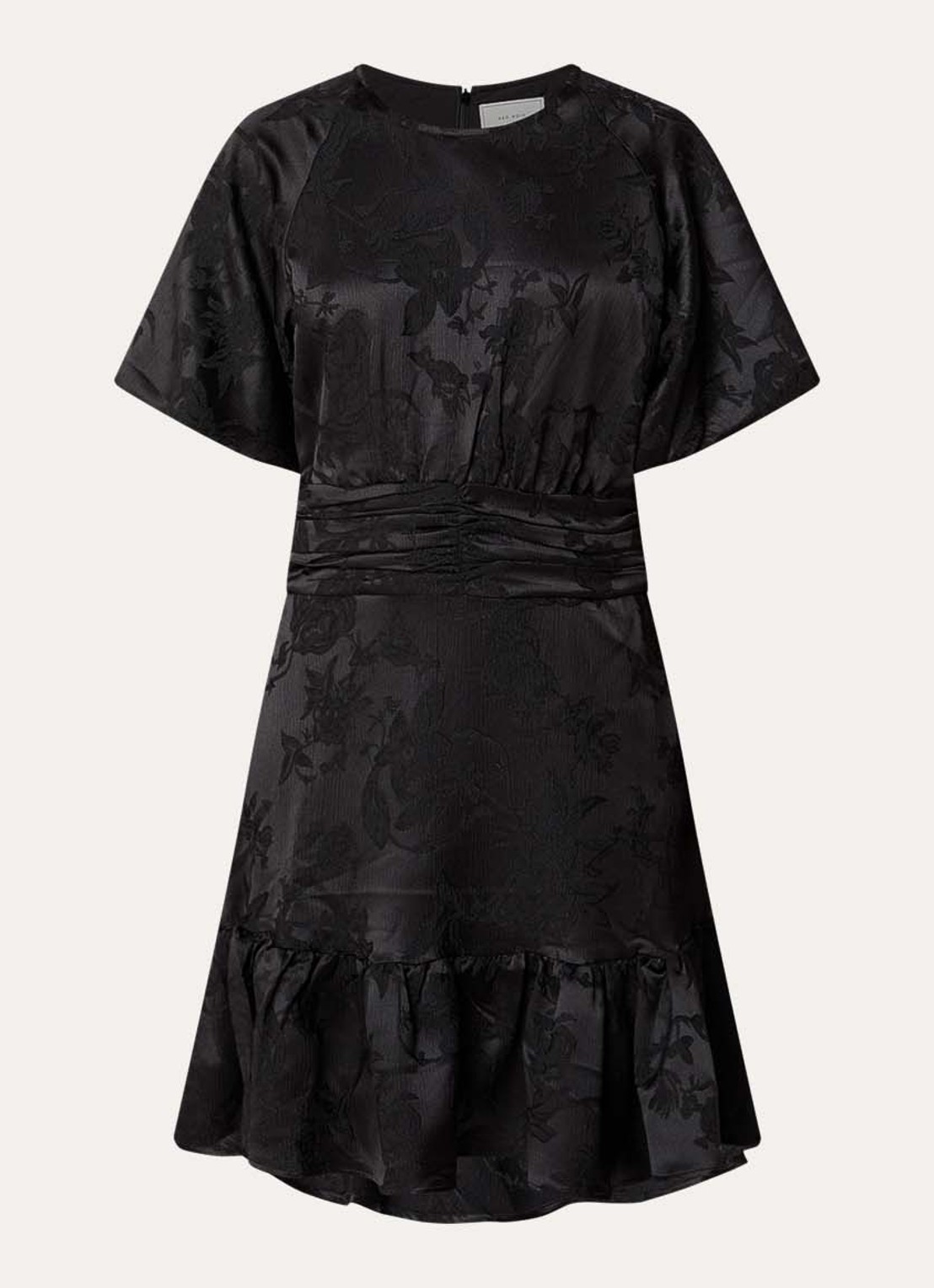 Neo Noir Sulli mini tuniekjurk met jacquard dessin en smockwerk - voorkant 3 zwart