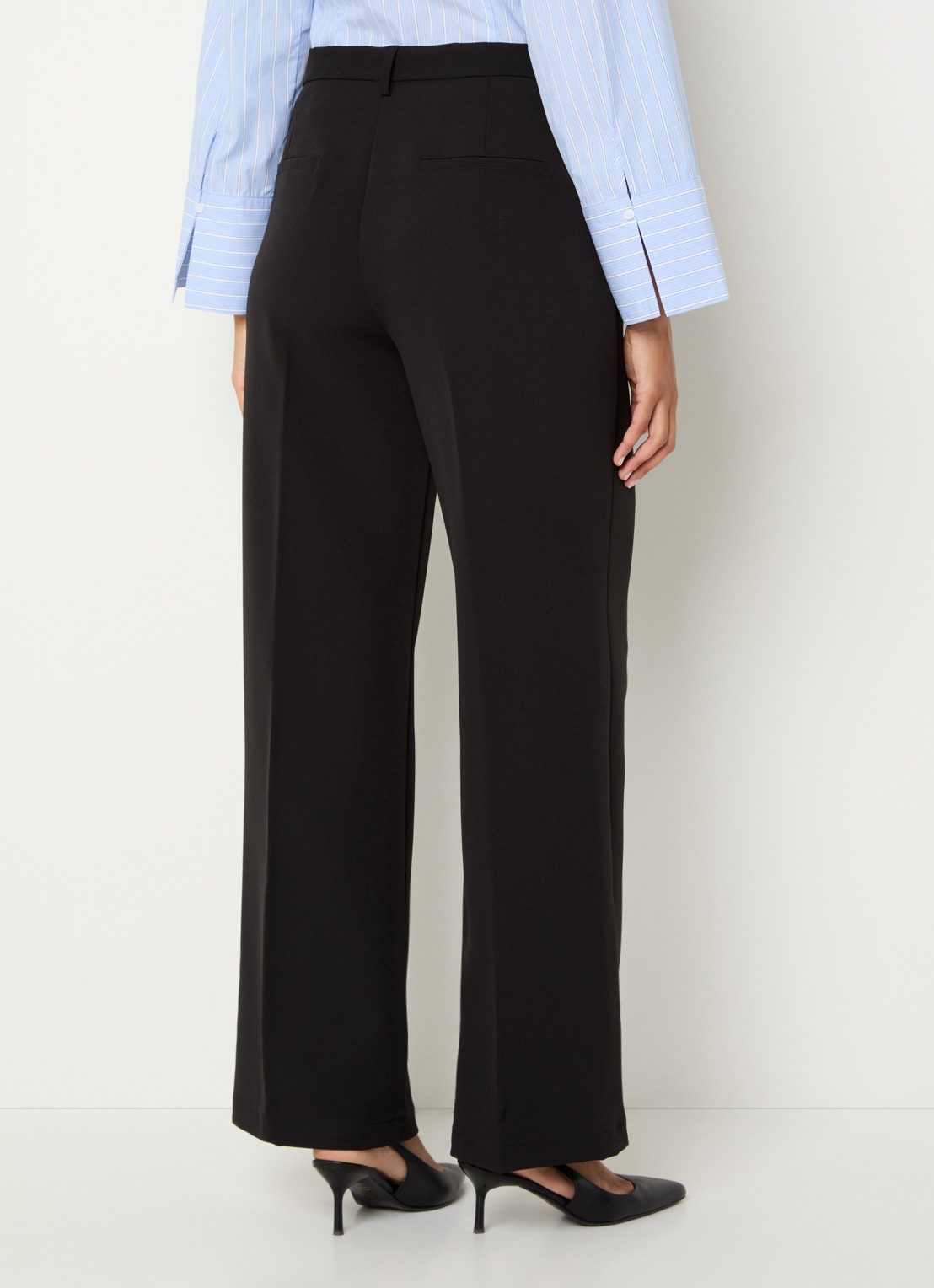 Neo Noir Sury high waist loose fit pantalon met steekzakken - achterkant 2 zwart