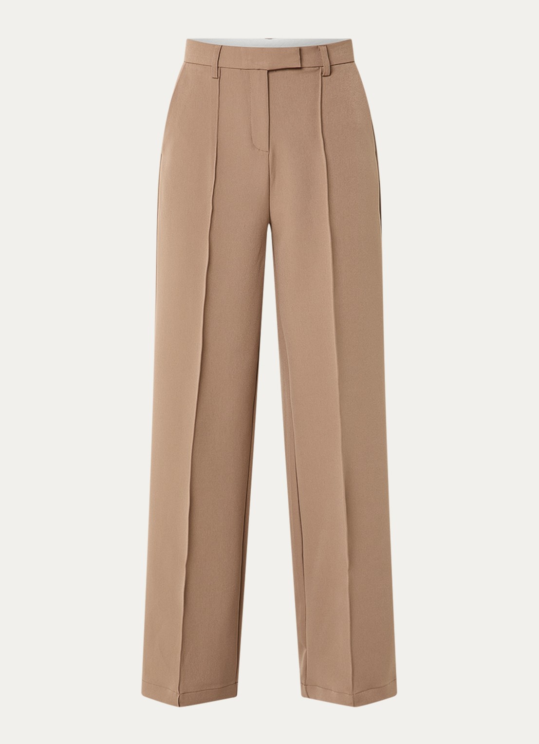 Neo Noir Sury high waist loose fit pantalon met steekzakken - voorkant camel