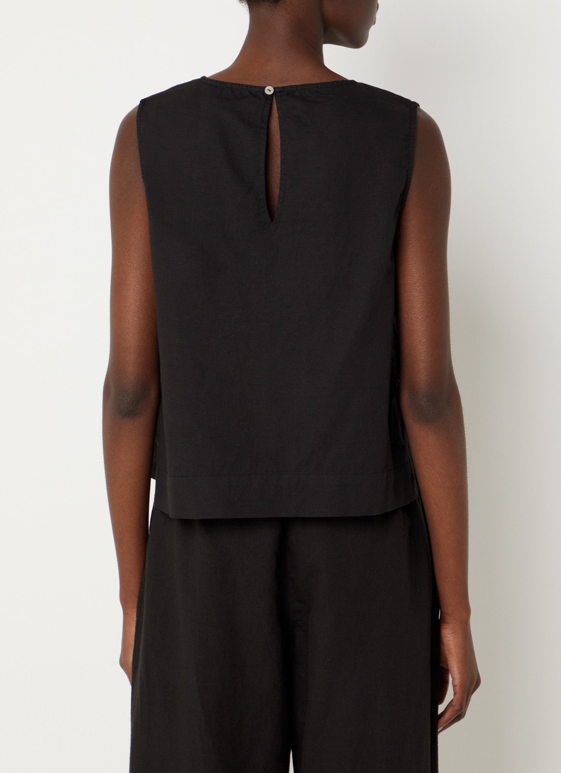 Neo Noir Svetlana top in linnenblend met strikdetail - achterkant 4 zwart