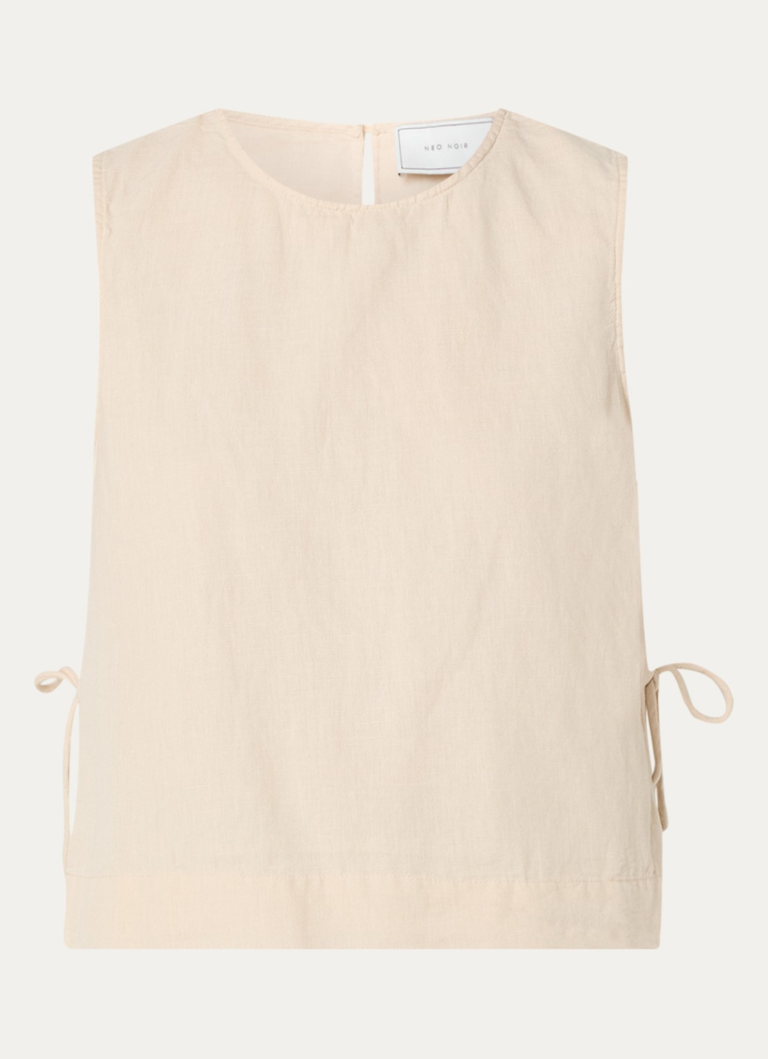Neo Noir Svetlana top in linnenblend met strikdetail - voorkant 3 zand