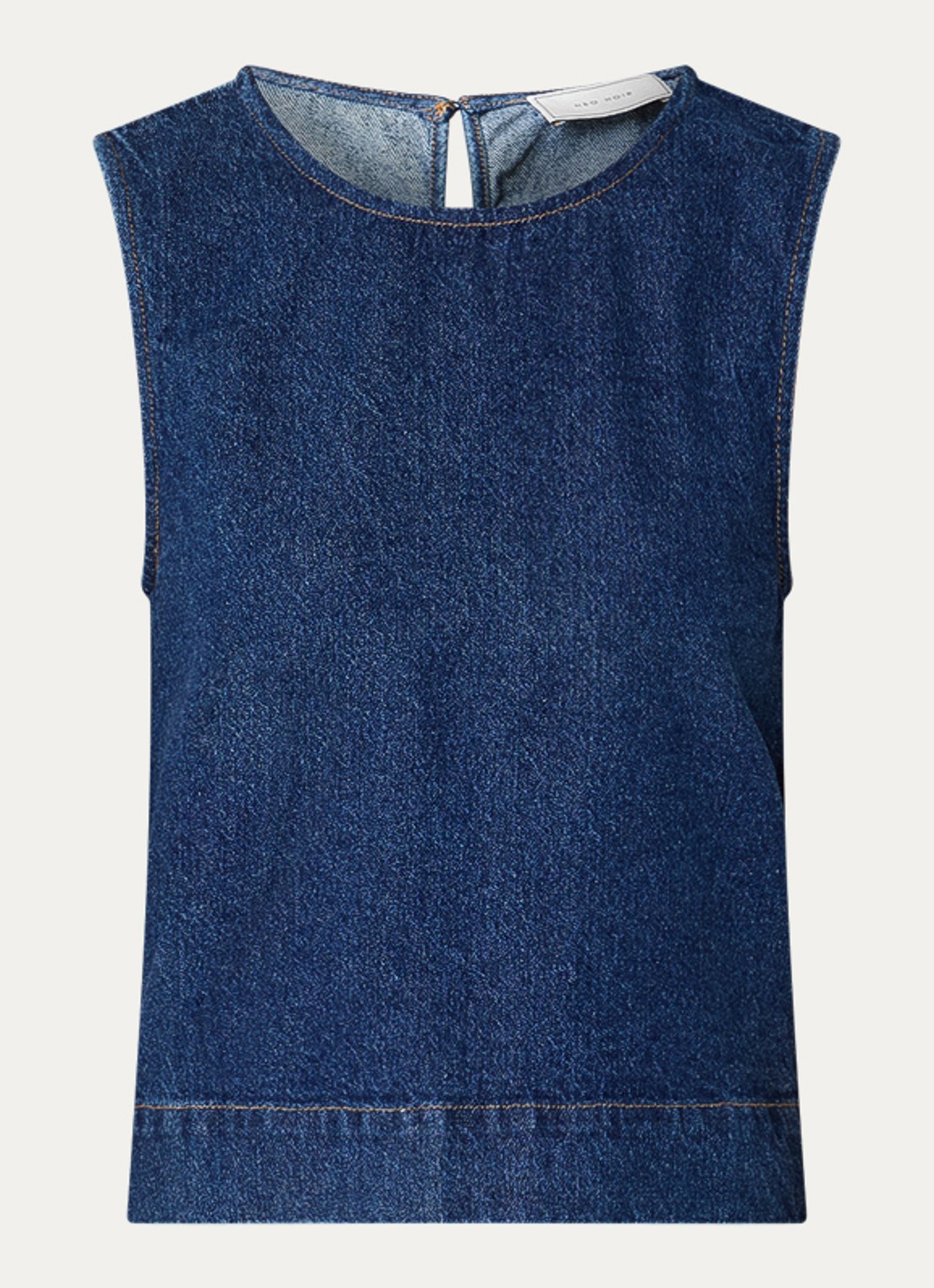 Neo Noir Svetlana top van denim met strikdetail  - voorkant 3 indigo