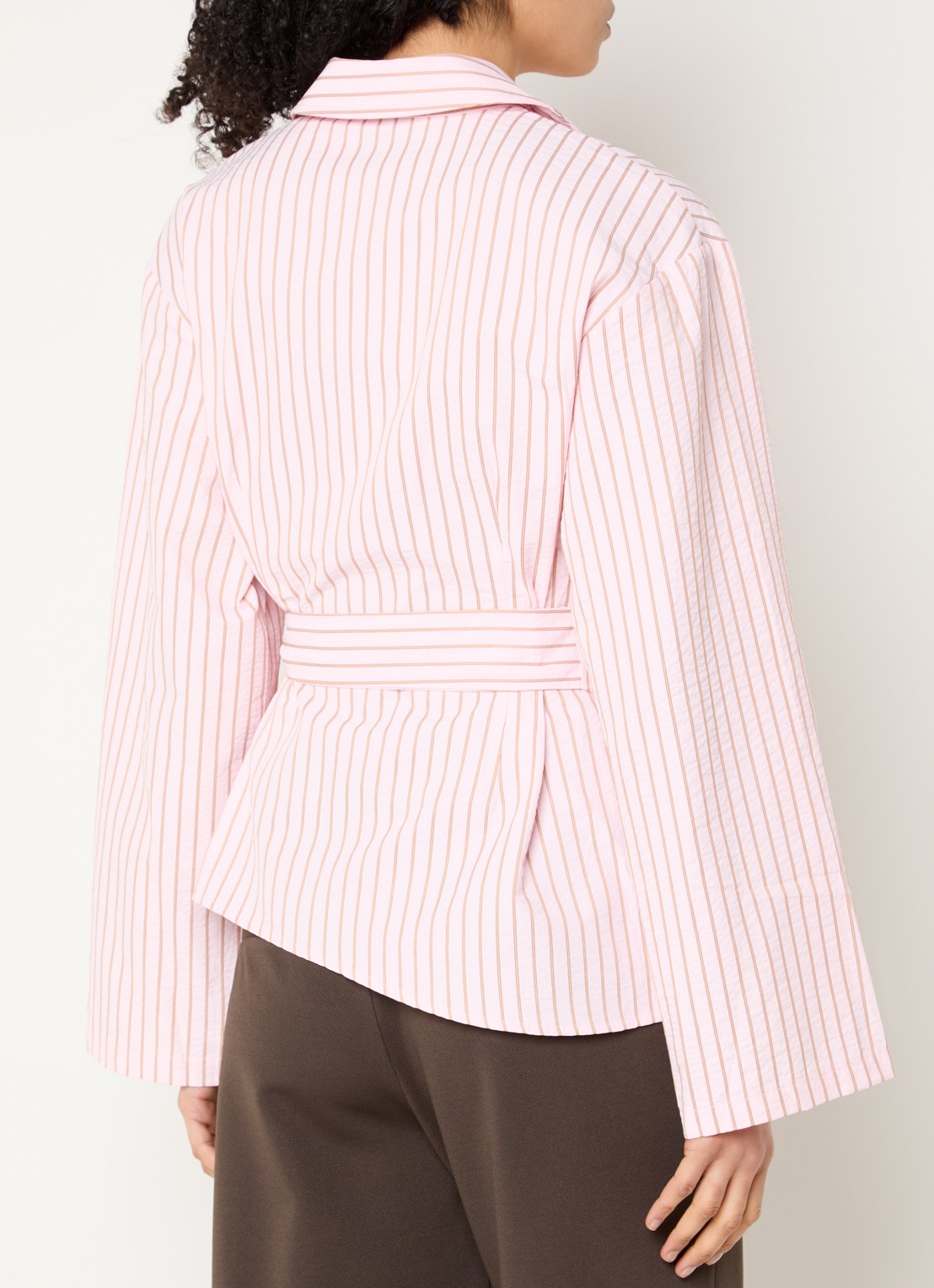 Neo Noir Tifuna asymmetrische blouse met streepprint en overslag - achterkant 4 roze