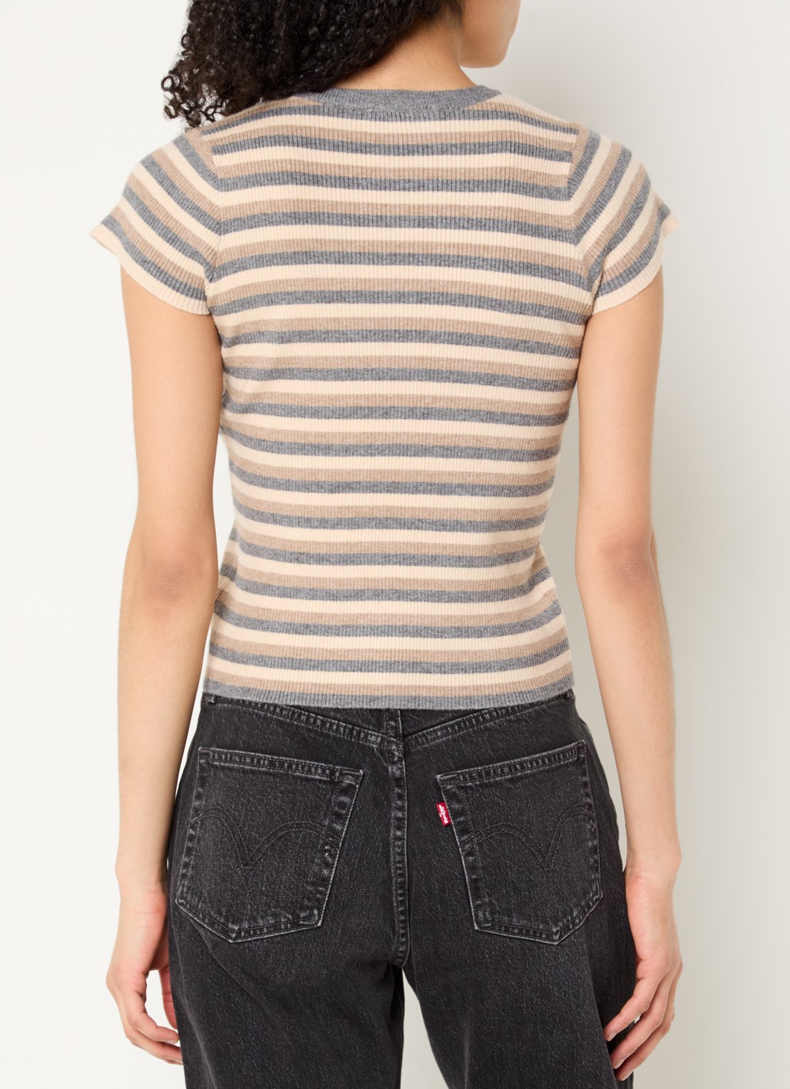 Neo Noir Tirra ribgebreide top met streepprint - achterkant 3 grijs