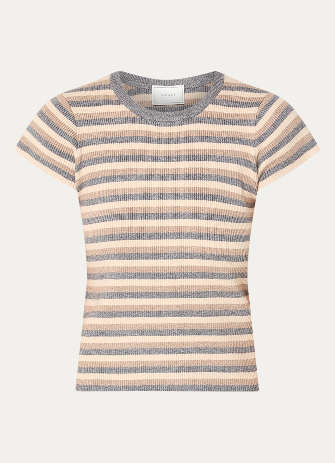 Neo Noir Tirra ribgebreide top met streepprint - voorkant grijs