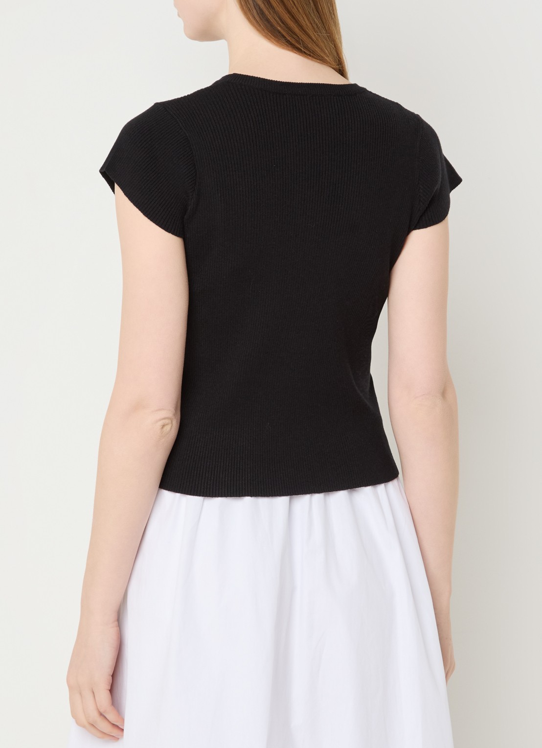 Neo Noir Tirra top met ribstructuur - achterkant 2 zwart