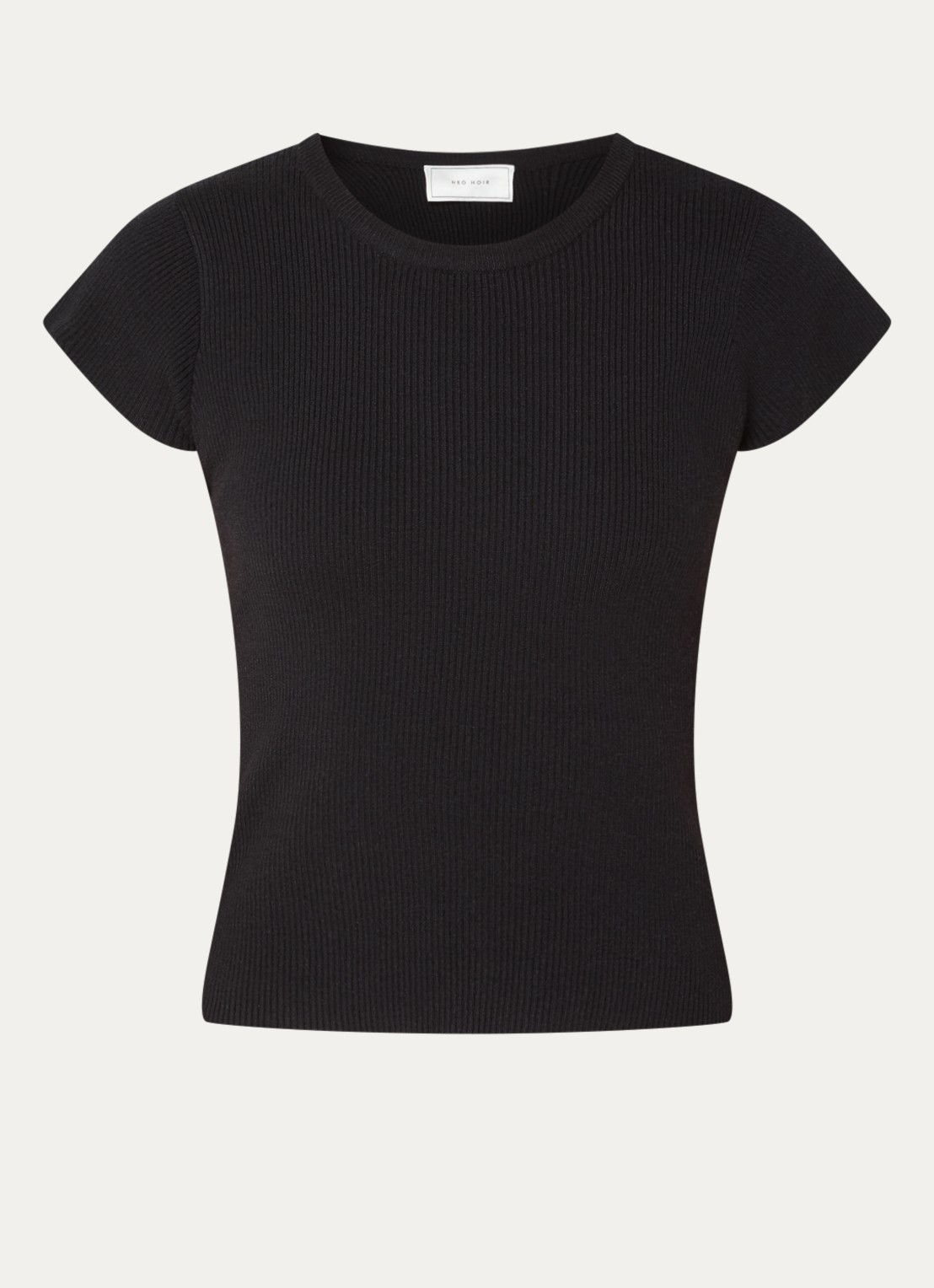 Neo Noir Tirra top met ribstructuur - voorkant 3 zwart
