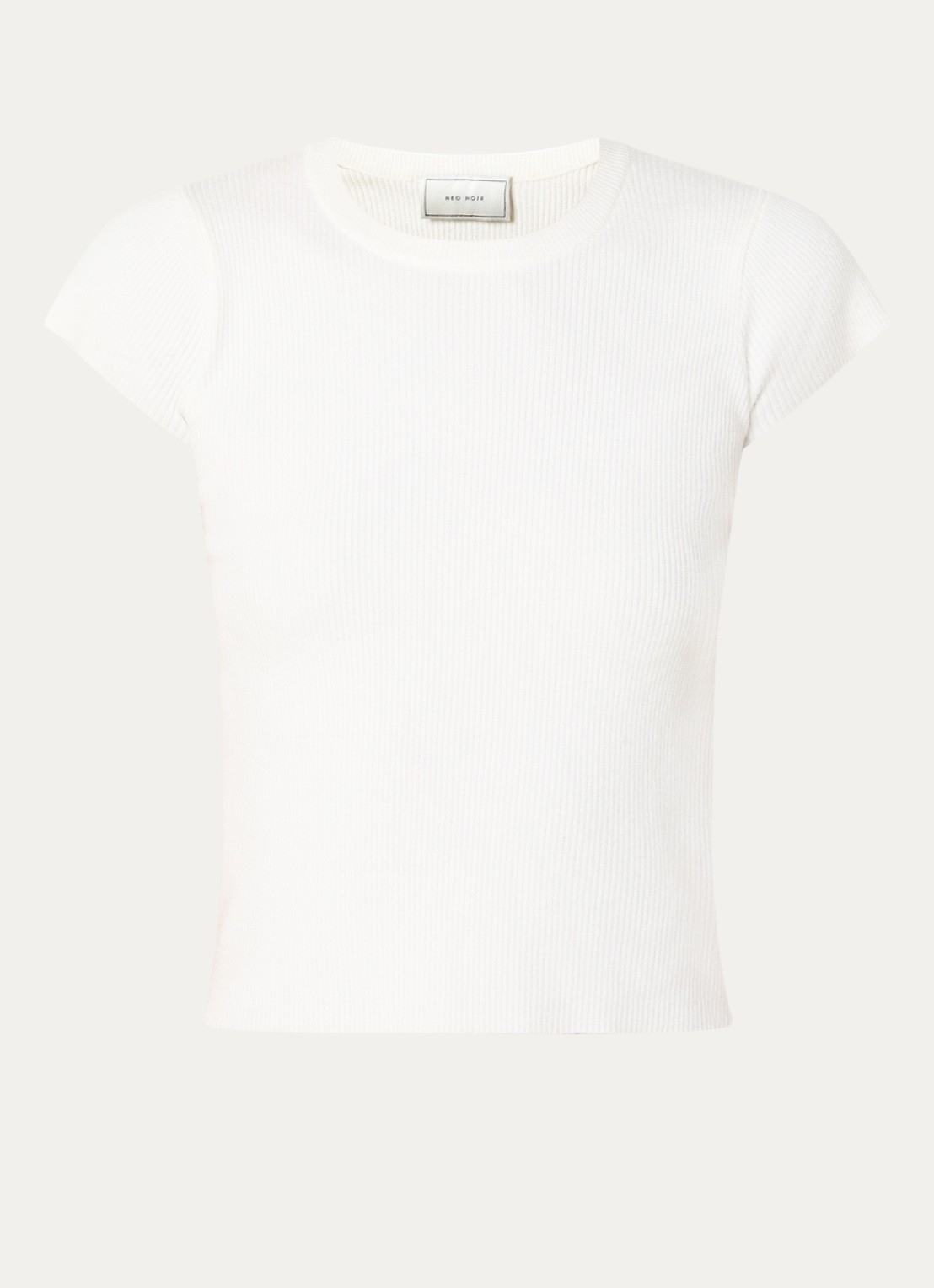 Neo Noir Tirra top met ribstructuur - voorkant gebroken wit