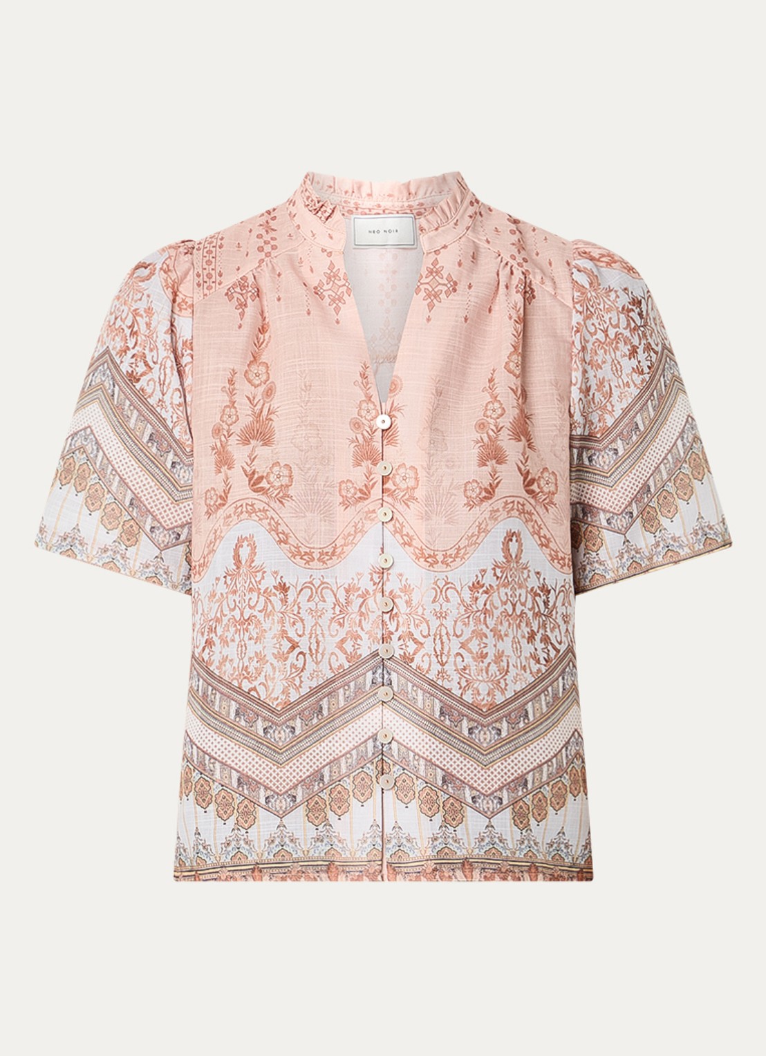 Neo Noir Torana blouse met bloemenprint  - voorkant abrikoos