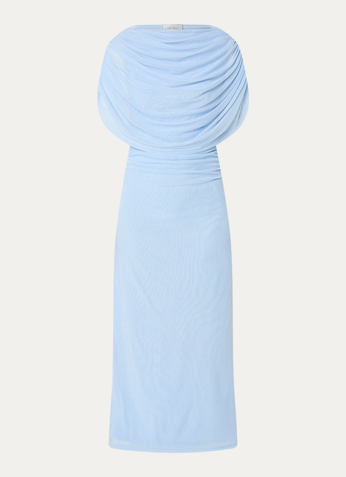 Neo Noir Tottuna off shoulder midi jurk met gedrapeerd detail - voorkant 3 lichtblauw