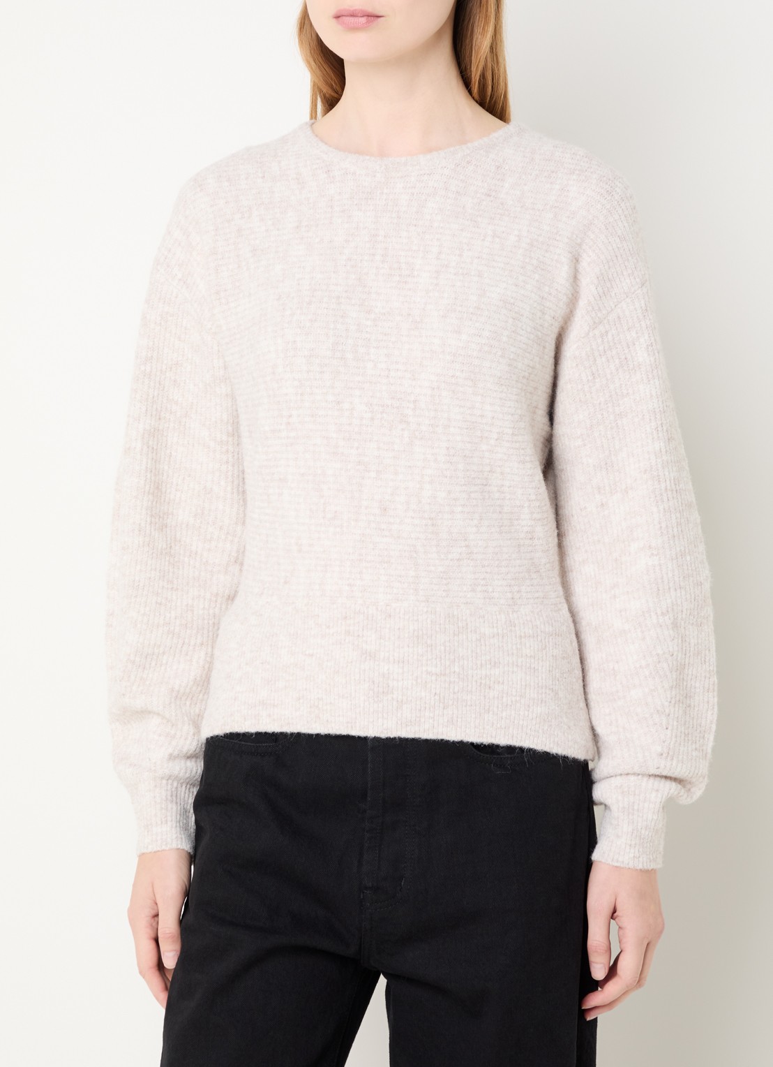 Neo Noir Turuna grofgebreide pullover in wolblend - detail 4 beige