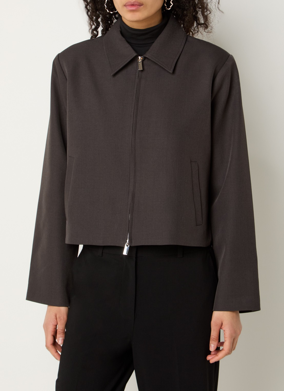 Neo Noir Vianney cropped jack met steekzakken - detail 4 antraciet