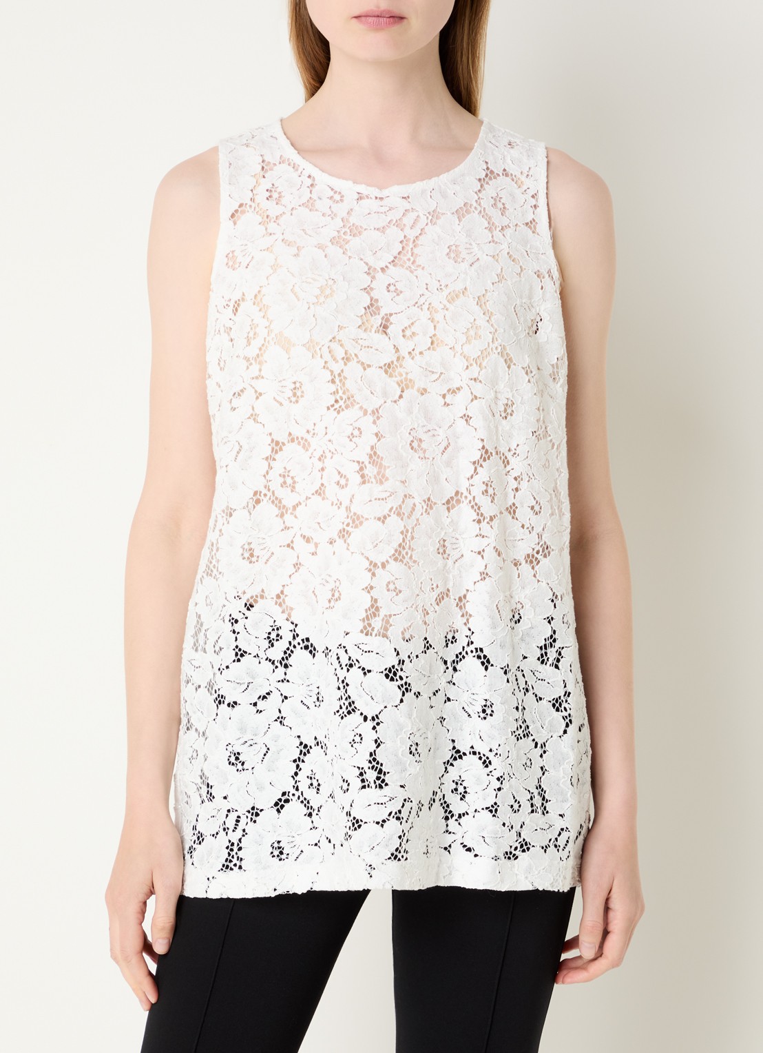Neo Noir Vivien semi-transparante top met broderie - detail 2 gebroken wit