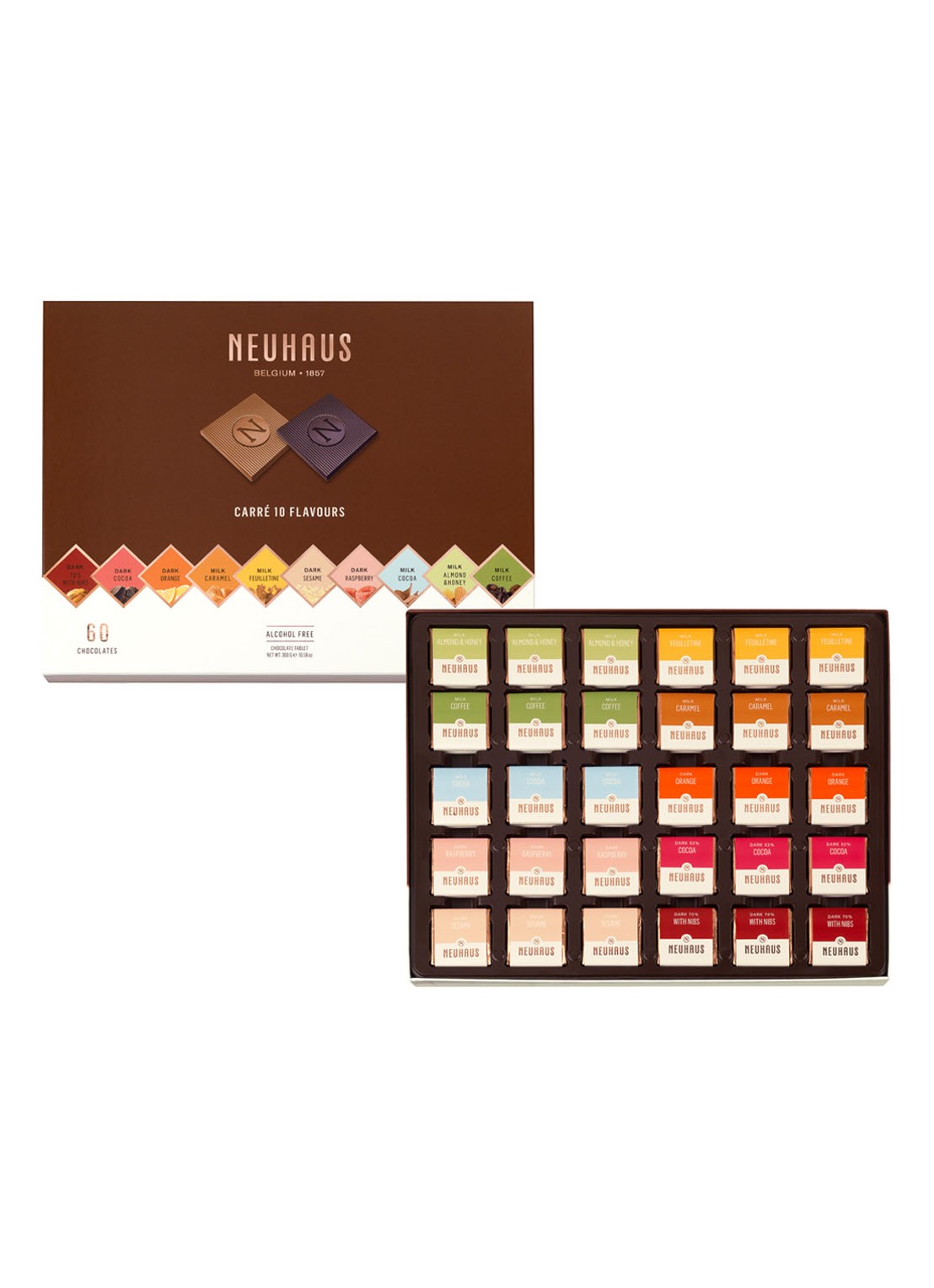 Neuhaus Carré Box chocoladetabletten 10 stuks - voorkant 2 multicolor