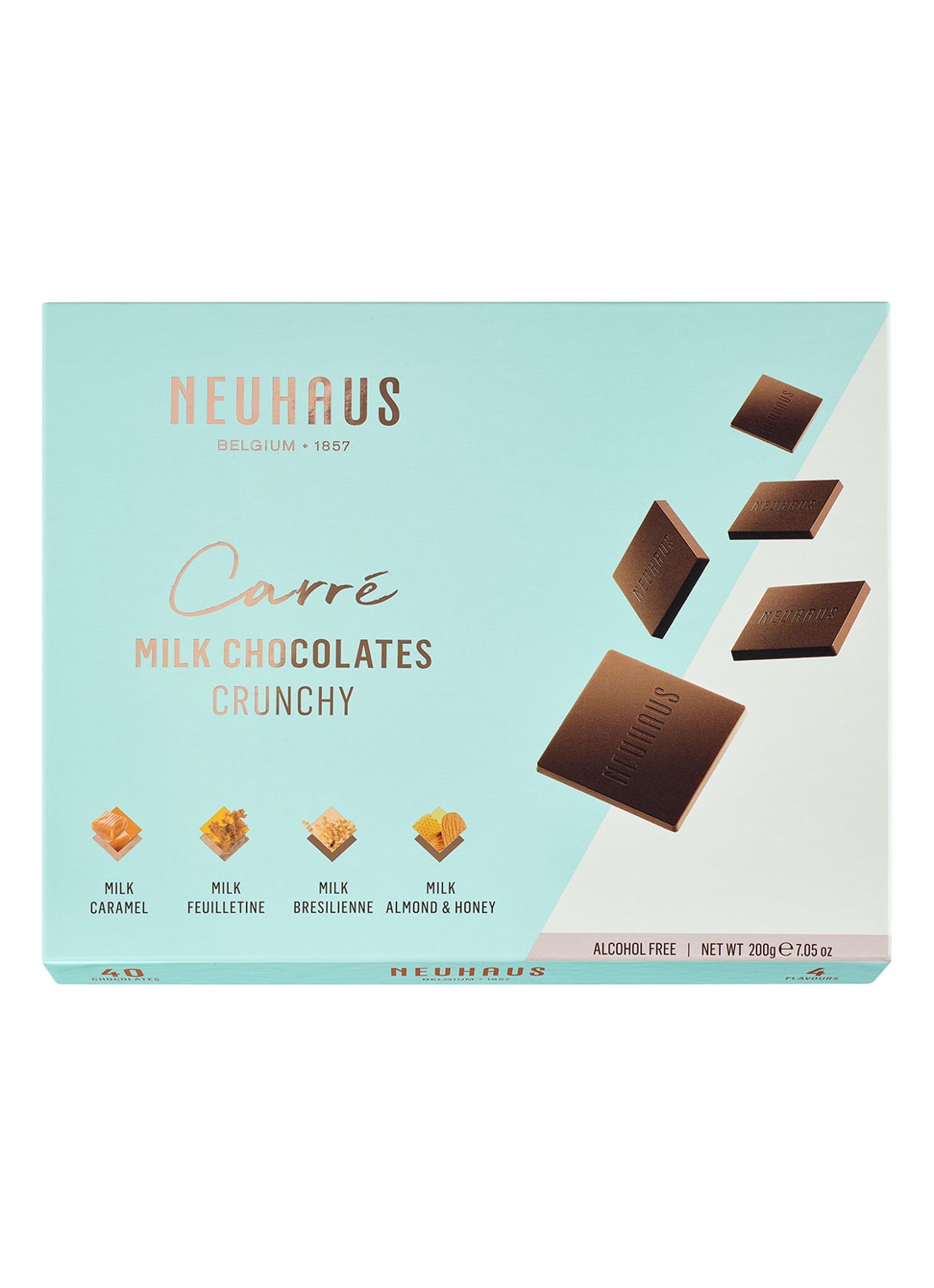 Neuhaus Carré Crunchy box chocoladetabletten 40 stuks - voorkant multicolor