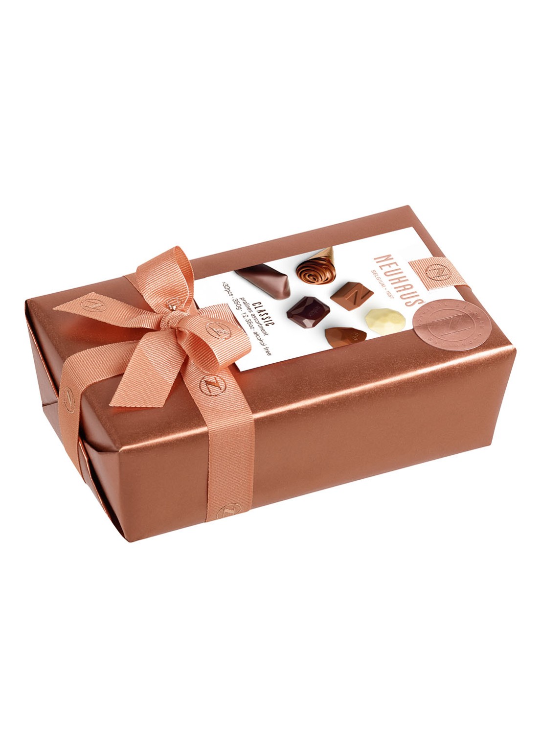 Neuhaus Classic chocolade bonbons 32 stuks - voorkant steenrood