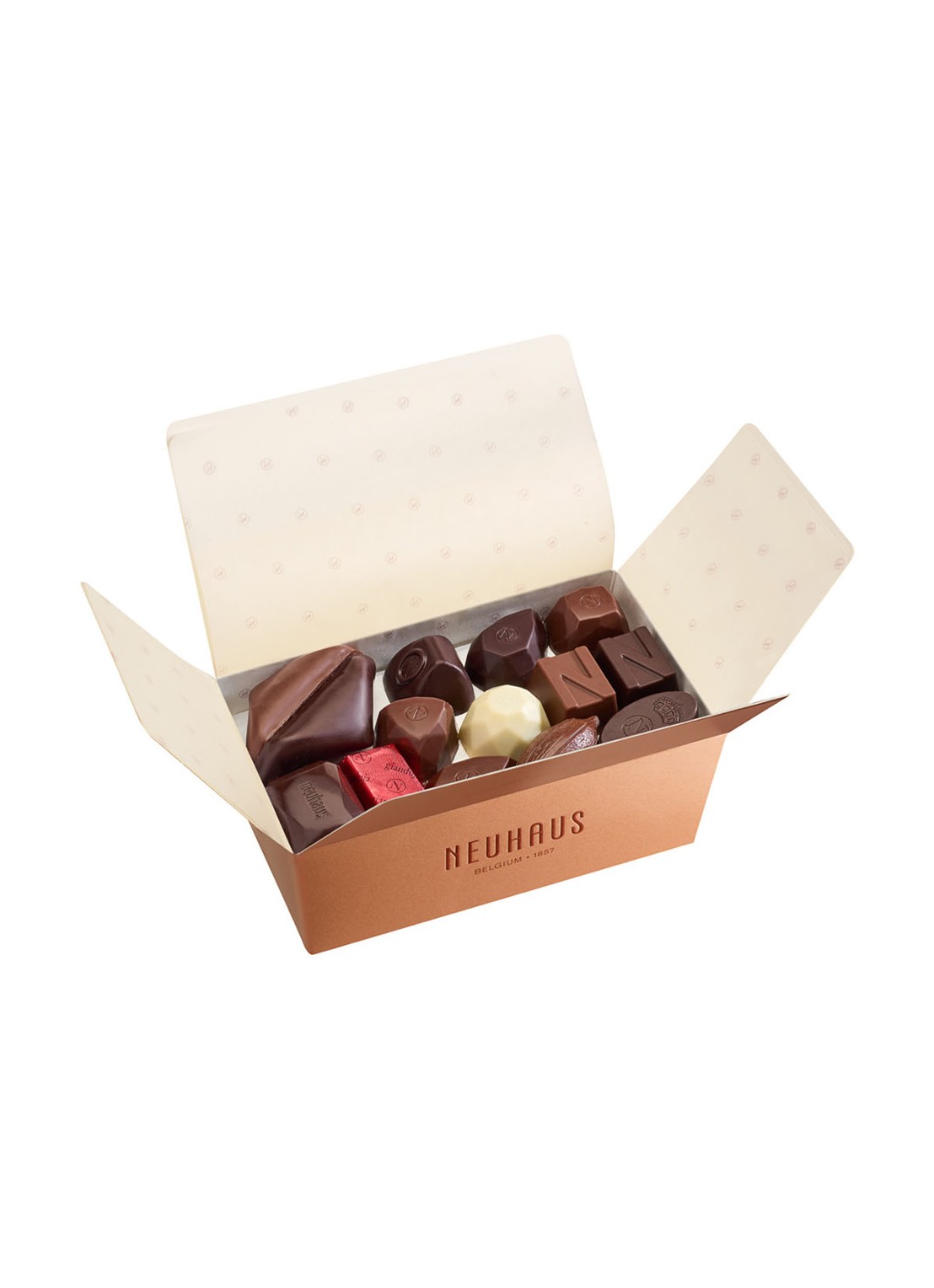 Neuhaus Classic chocolade bonbons 32 stuks - voorkant 2 steenrood