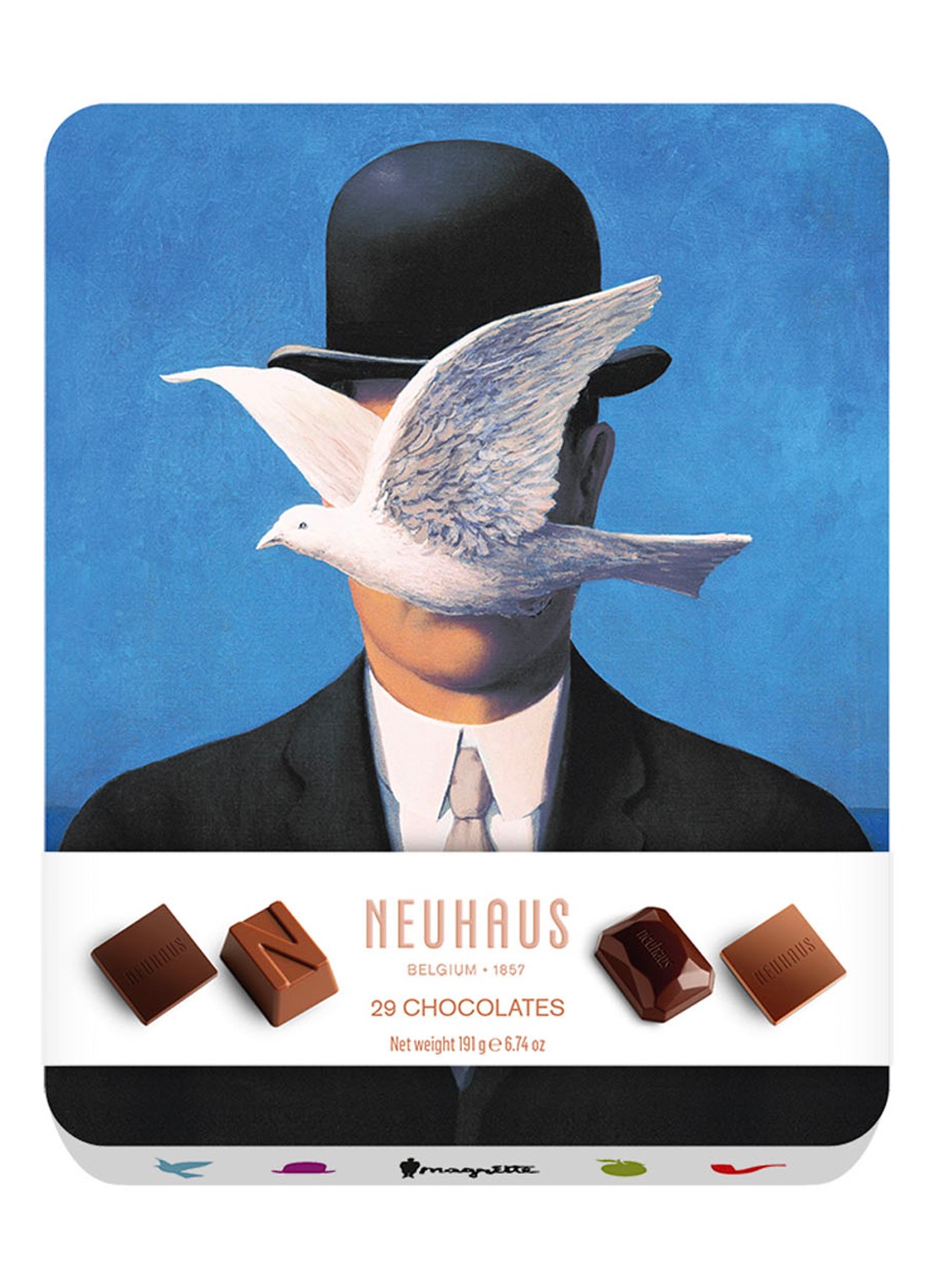 Neuhaus Magritte Tin Box bonbons 29 stuks - voorkant blauw