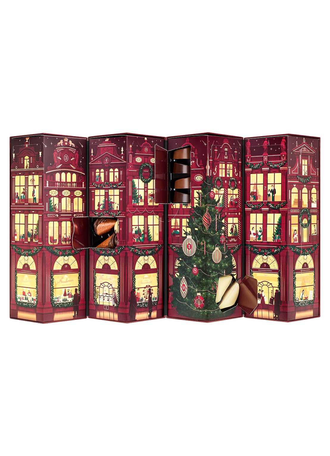 Neuhaus Sharing Adventskalender gevuld met chocolade bonbons 78 stuks - detail 3 rood