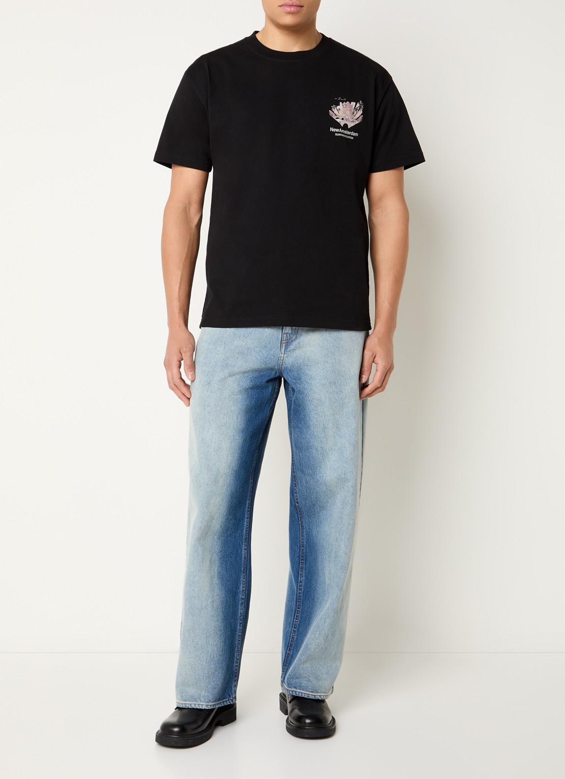 New Amsterdam Surf Association 40A wide leg jeans met lichte wassing - voorkant 2 indigo
