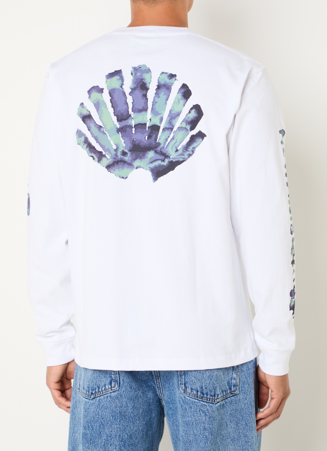 New Amsterdam Surf Association Aquarelle longsleeve met logo- en backprint - achterkant wit