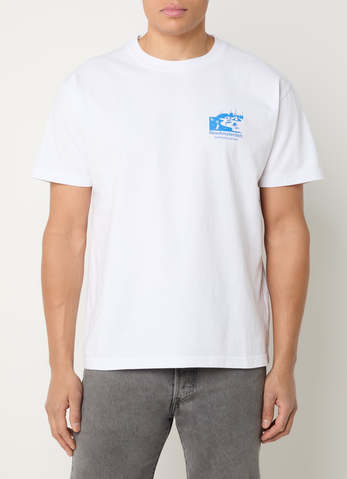 New Amsterdam Surf Association Beach T-shirt met logo- en backprint - achterkant 2 wit